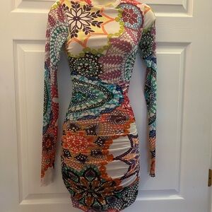 AFRM multicolored mesh dress XS